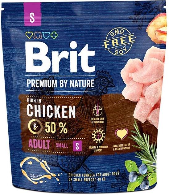 Корм сухий для дорослих собак дрібних порід Brit Premium S з куркою 1 кг - фото 1