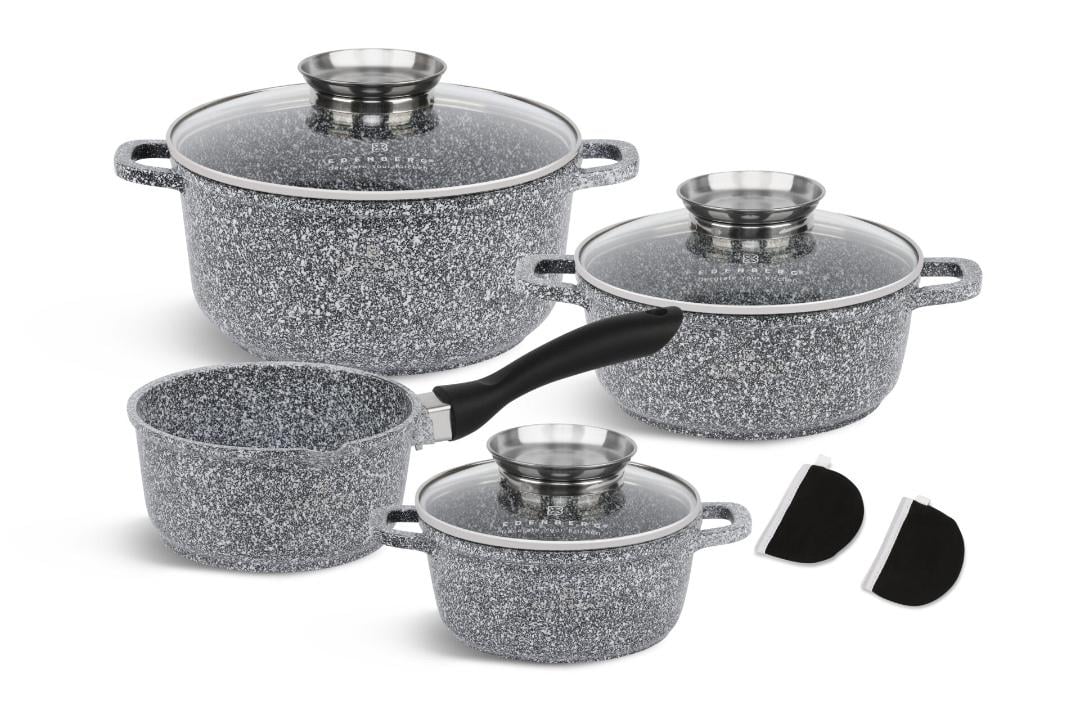 Набор посуды Edenberg с гранитным покрытием 8 предметов Серый (EB-8010)