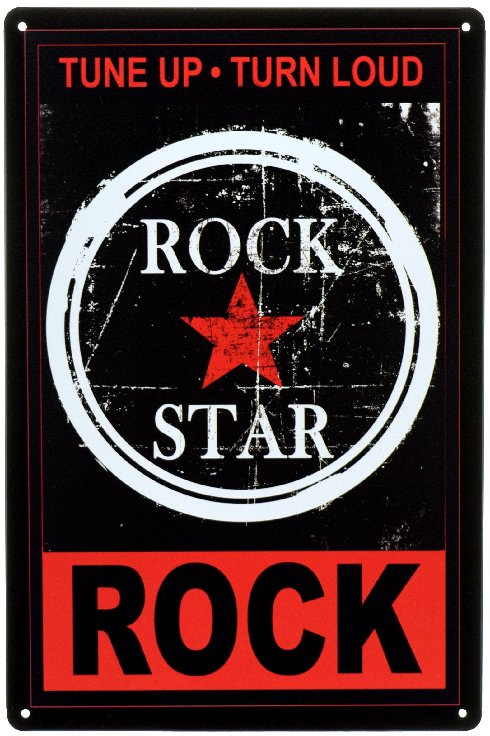 Табличка металева Rock Star Tune Up, Turn Loud, Rock 20x30 см
