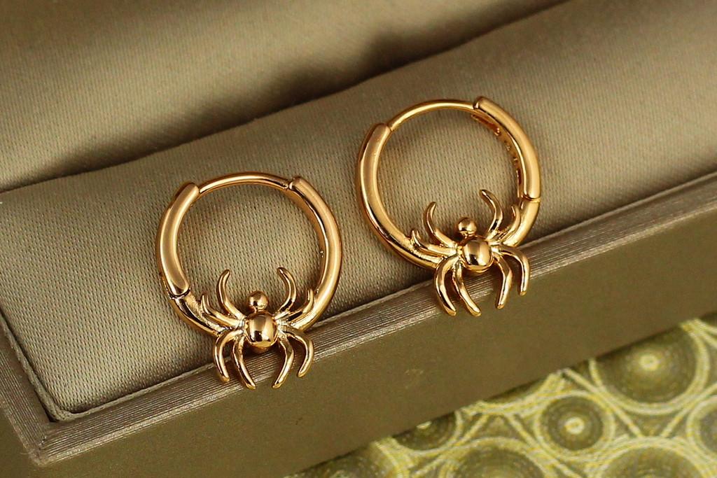 Серьги кольца Хuping Jewelry паук 1,7 см Золотистый (2582187461)