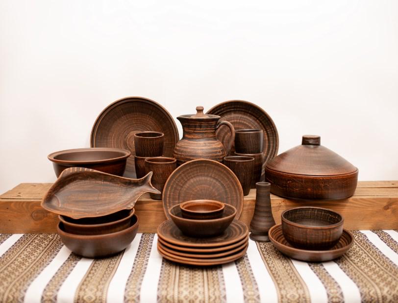 Набор керамической посуды рождественский Семейный глиняный на 6 человек (992-22)