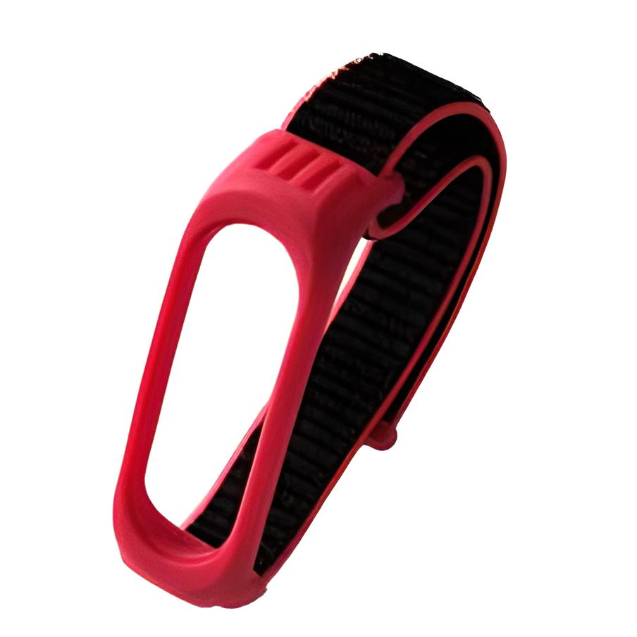 Ремешок для фитнес браслета Xiaomi Mi Band 3 4 Nylon Silicone Pink/Black
