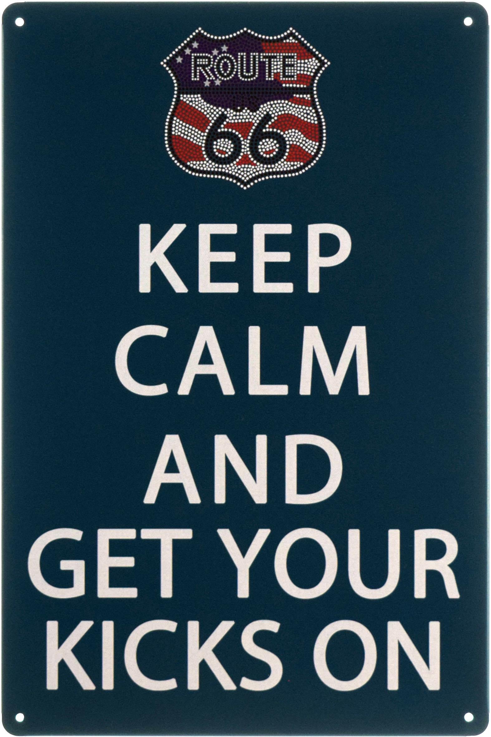 Табличка металлическая Сохраняйте Спокойствие И Вперед Маршрут 66/Keep Calm And Get Your Kicks On Route 66 20x30 см