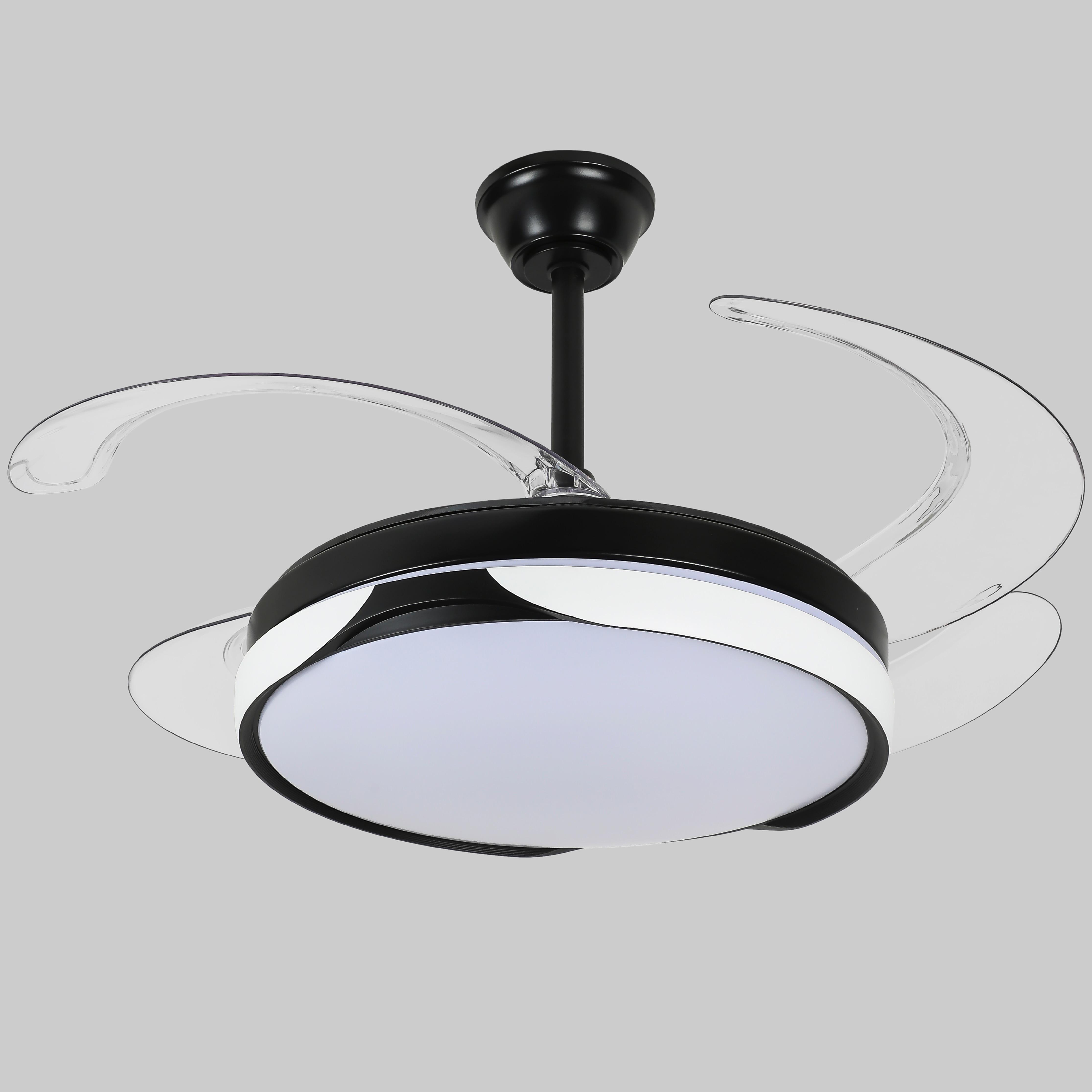 Люстра-вентилятор з пультом 80W 48 см Чорний (94-3060 (48) BK+WH)