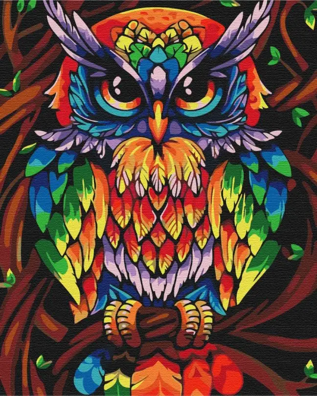Картина по номерам Brushme Радужная мудрая сова 40x50 см (BSM-B52241) Картина по номерам Brushme Радужная мудрая сова 40x50 см (BSM-B52241)
