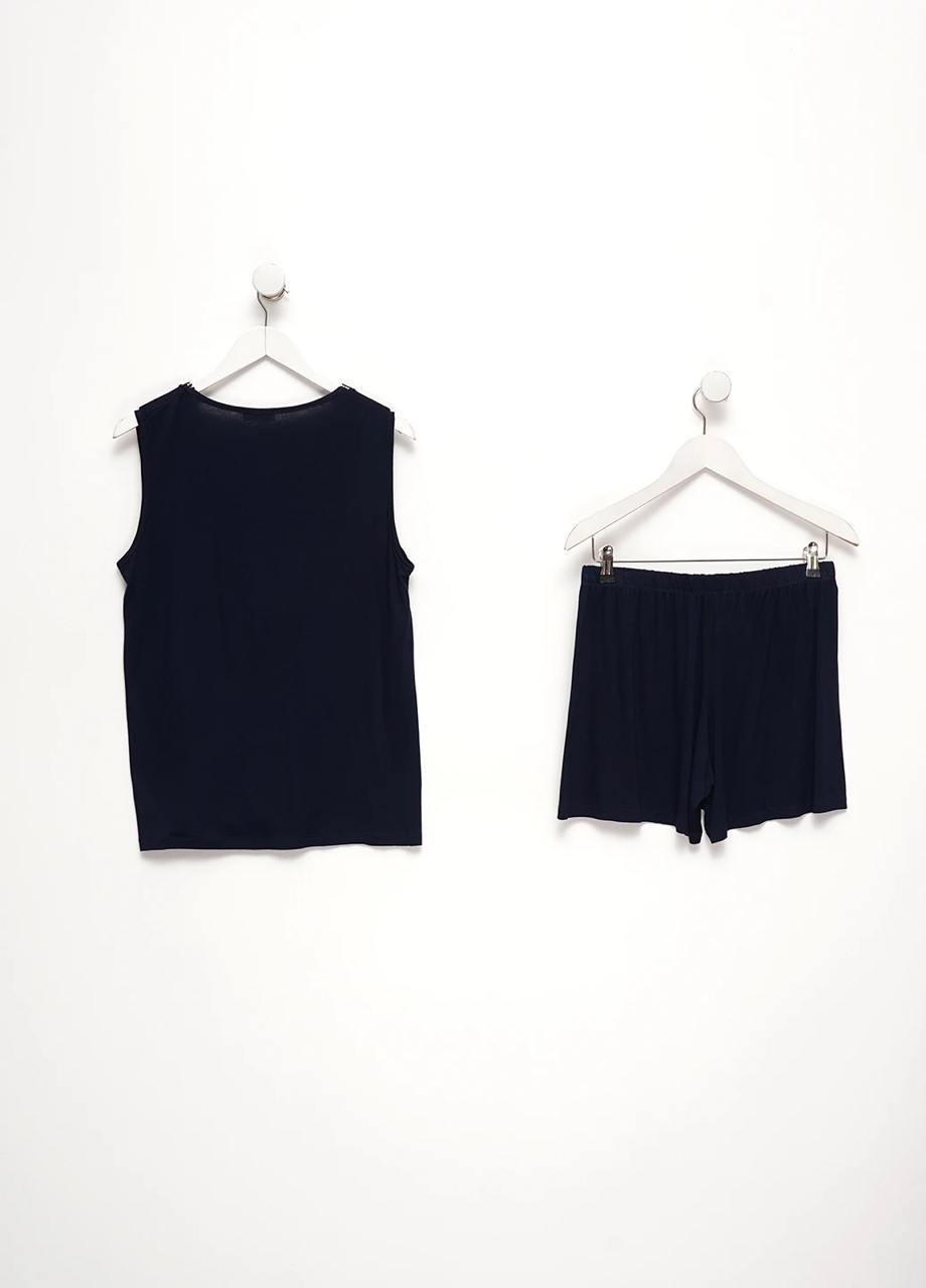 Женская пижама Cotpark майка/шорты 4XL Темно-синий (17103-B-4XL) - фото 2 Женская пижама Cotpark майка/шорты 4XL Темно-синий (17103-B-4XL) - фото 2