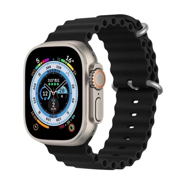 Ремінець силіконовий Ocean Band для Apple Watch 38/40/41 мм Series SE/8/7/6/5/4/3/2/1 Чорний