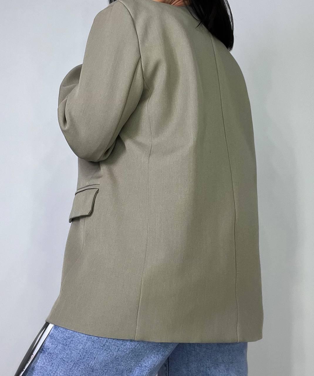 Піджак жіночий Qidian 9329 двійка імітація жилетки вільний широкий крій OS Бежевий (3770) - фото 3