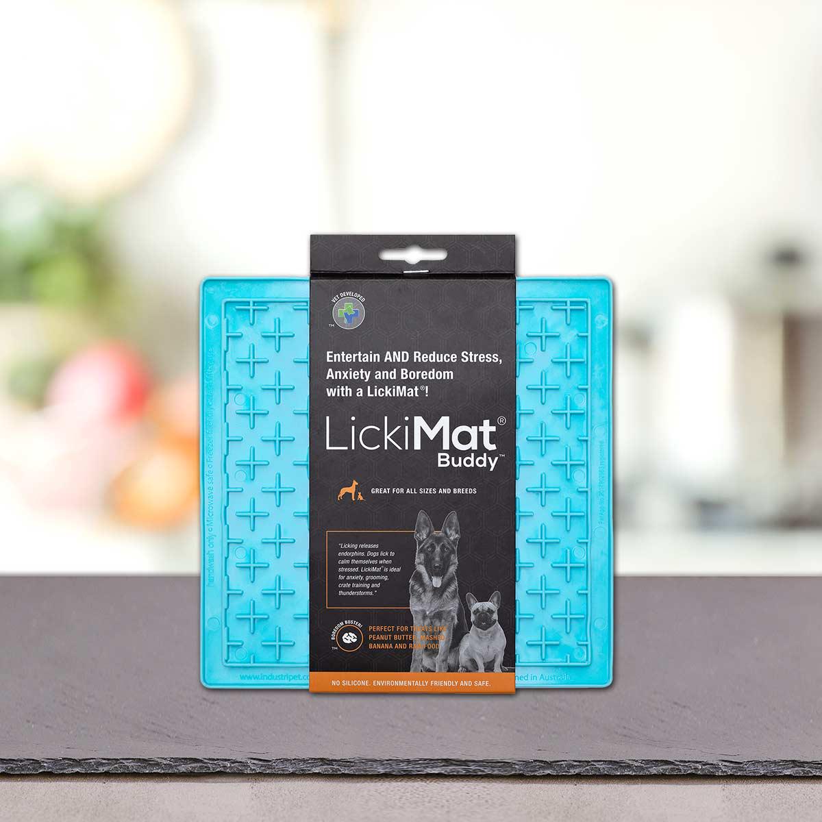 Килимок-антистрес лизальний для собак LickiMat Mini Buddy Blue - фото 2 Килимок-антистрес лизальний для собак LickiMat Mini Buddy Blue - фото 2