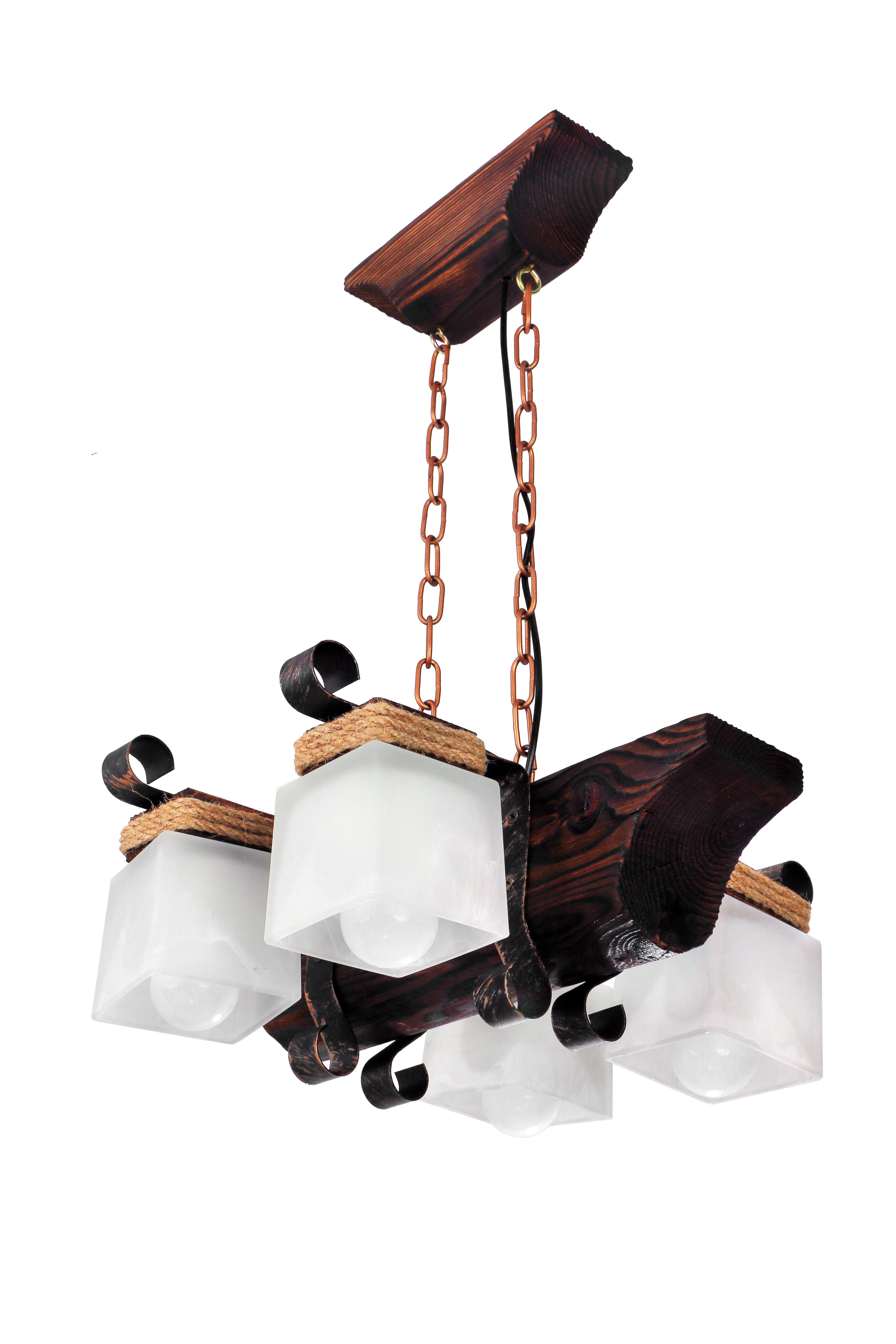 Люстра деревянная Sirius S7077/4 темный обжиг на 4 плафона (000014386)