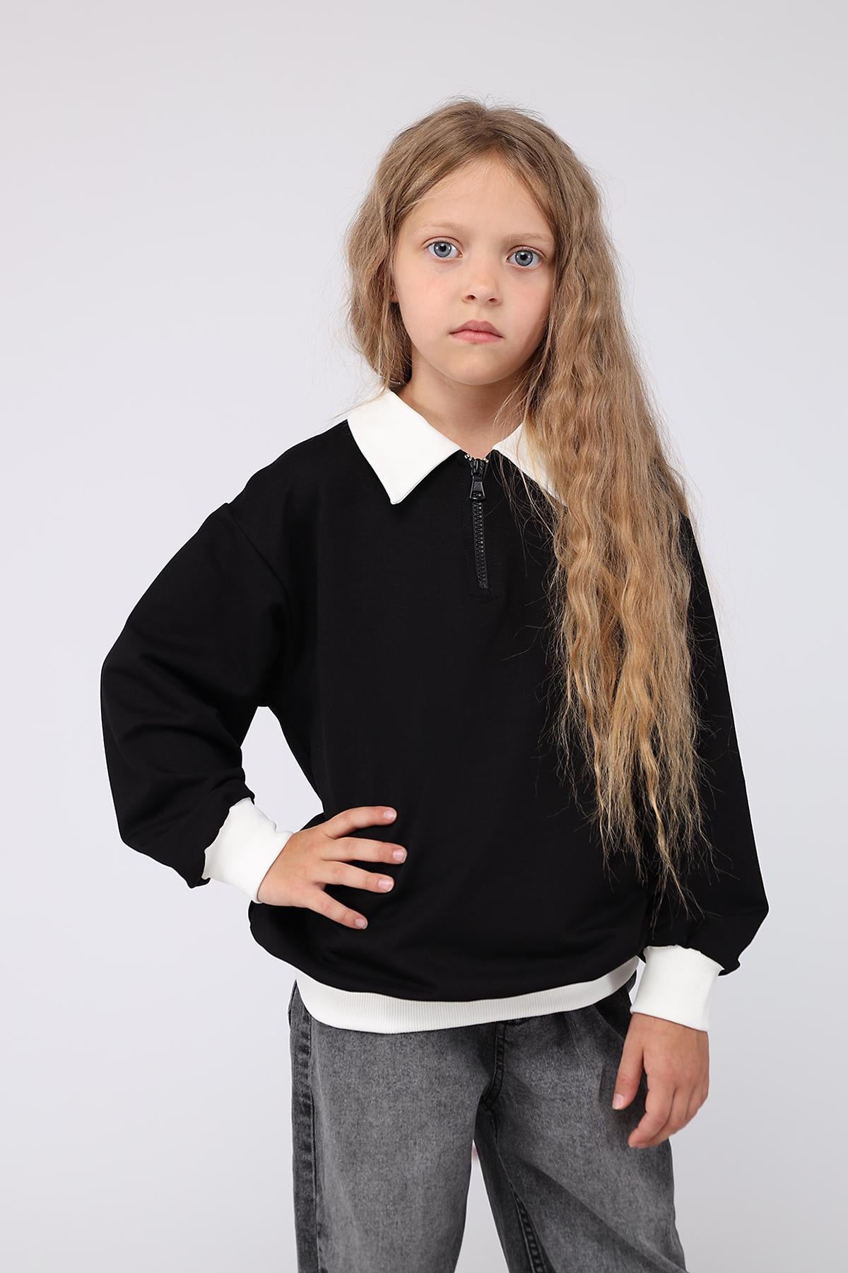 Джемпер-обманка для девочки ЦБ-00255816 116 см Черный (28575940)