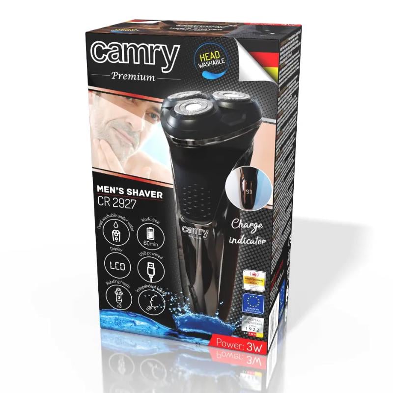 Електробритва для чоловіків Camry CR 2927 роторна акумуляторна з LCD дисплеєм USB і тримером 5 Вт PX6 - фото 10 Електробритва для чоловіків Camry CR 2927 роторна акумуляторна з LCD дисплеєм USB і тримером 5 Вт PX6 - фото 10