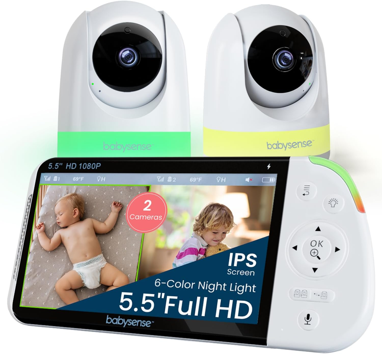 Видеоняня Babysense PRO Full HD 5.5" Split Screen 2 камеры/ночник/белый шум и защита FHSS MVPRO-2CAM (3011663159) Видеоняня Babysense PRO Full HD 5.5" Split Screen 2 камеры/ночник/белый шум и защита FHSS MVPRO-2CAM (3011663159)