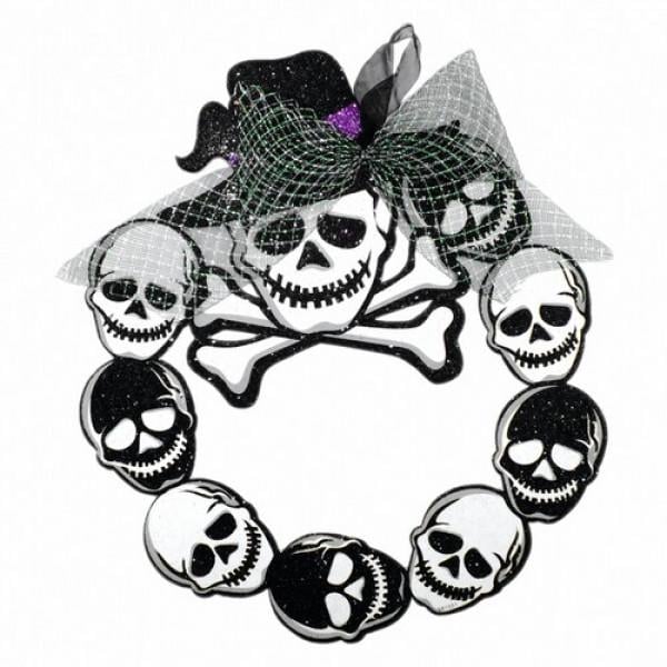 Декор на Хэллоуин Seta Венок Черепа блестящий (19-539)