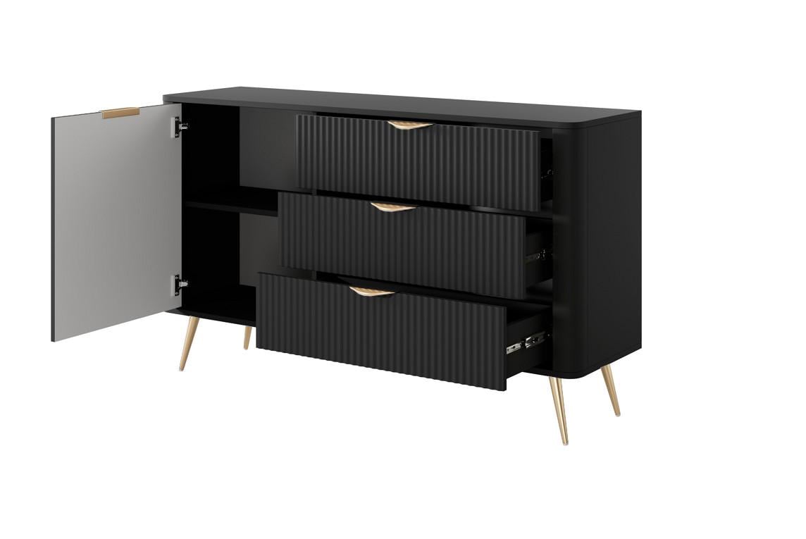Комод Perfect Home Lante 1D3S/138 1-дверний з 3 шухлядами і золотими ніжками Чорний (PFH-091192) - фото 2