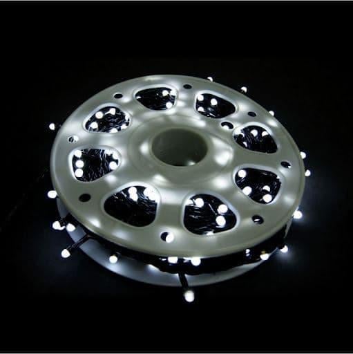 Гирлянда нить класическая цепь на бухте 50 м 420 LED черный провод Холодный белый