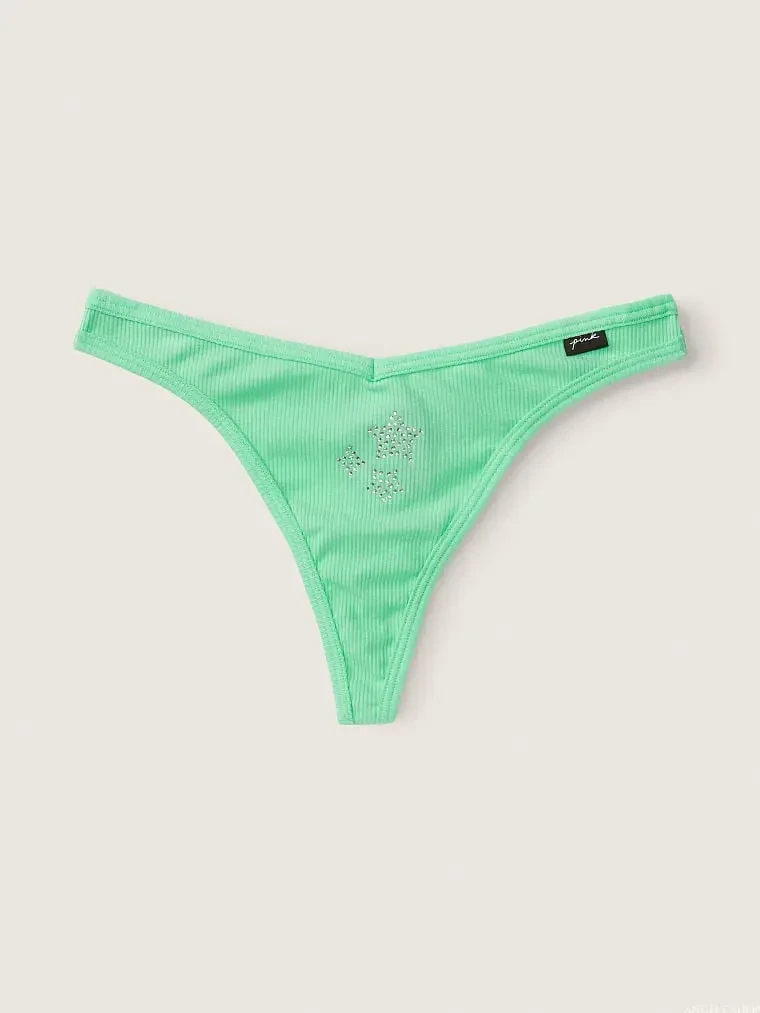 Трусики хлопковые стринги Victoria's Secret PINK S Зеленый (2522434041)