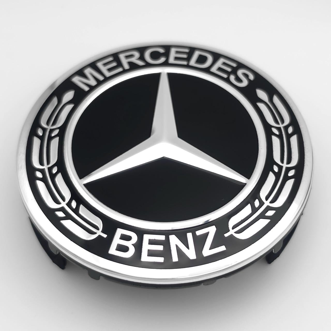Колпачок заглушка ступицы колеса Mercedes Benz 75 мм тип 1 Черный/Хром (3012414341)
