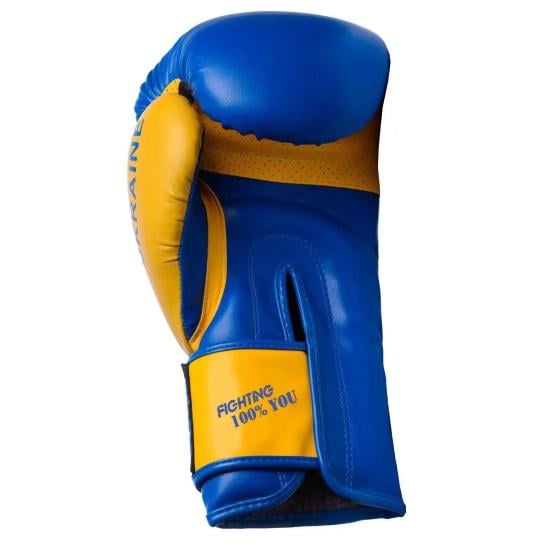 Боксерські рукавички PowerPlay 3021 Ukraine 16 унцій Синій/Жовтий (PP_3021_16oz_Blue-Yellow_bes300) - фото 2