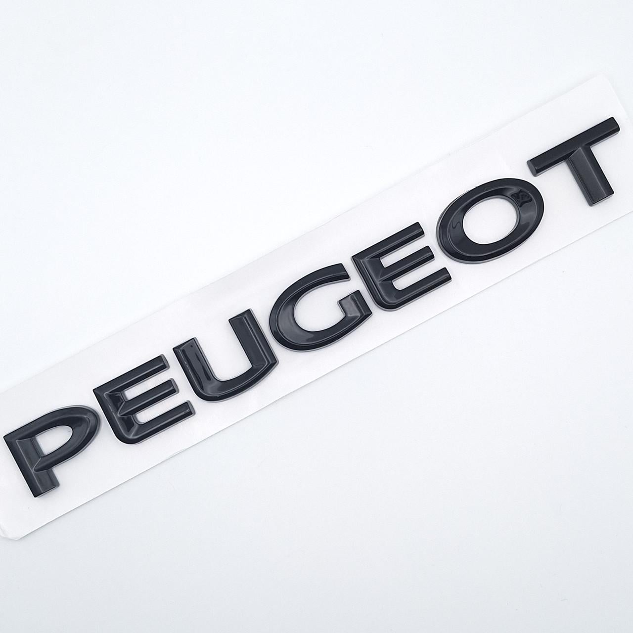 Эмблема надпись Peugeot ABS 19х1,9 см Черный глянцевый (2452610539)