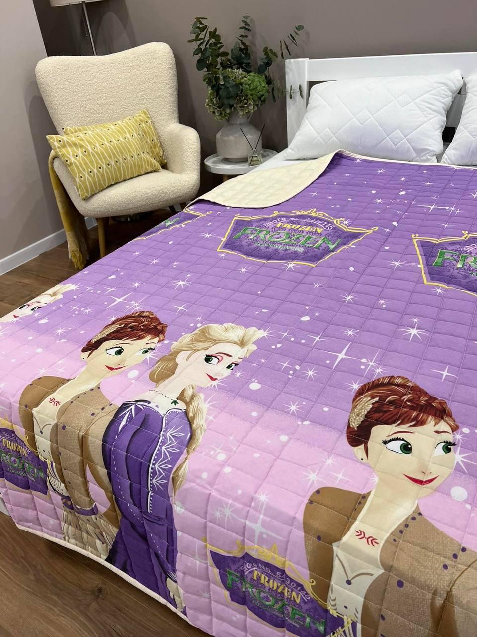 Ковдра дитяча з малюнком Крижане серце двостороння 150х210 см Фіолетовий - фото 6 Ковдра дитяча з малюнком Крижане серце двостороння 150х210 см Фіолетовий - фото 6