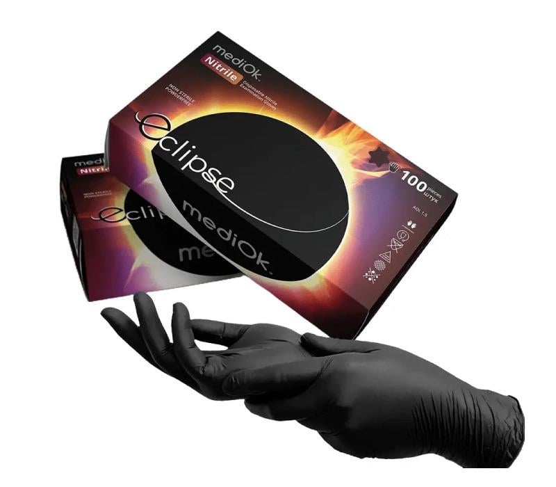 Перчатки нитриловые MediOk Eclipse 5,2 г S 100 шт. Черный