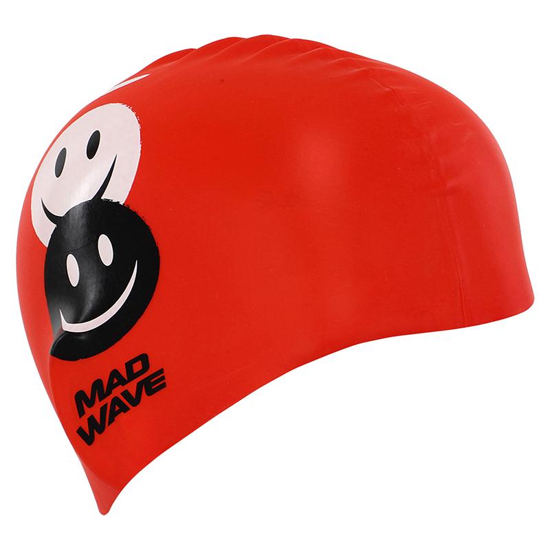 Шапочка для плавания Mad Wave юниорская Junior Emoji M057308 Красный (60444260) - фото 2 Шапочка для плавания Mad Wave юниорская Junior Emoji M057308 Красный (60444260) - фото 2