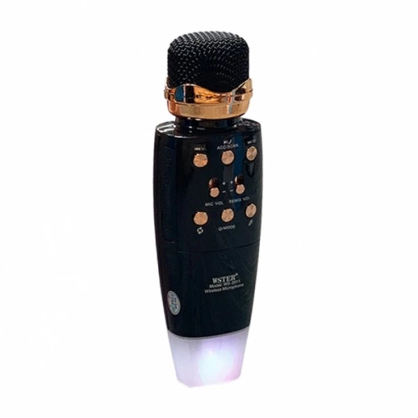 Микрофон-караоке беспроводной Wster WS-2011 с Bluetooth-колонкой LED Черный (РН00318)