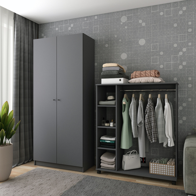 Шафа Doros Promo з полицями 90х48х204 см Графіт (42005101) - фото 4 Шафа Doros Promo з полицями 90х48х204 см Графіт (42005101) - фото 4