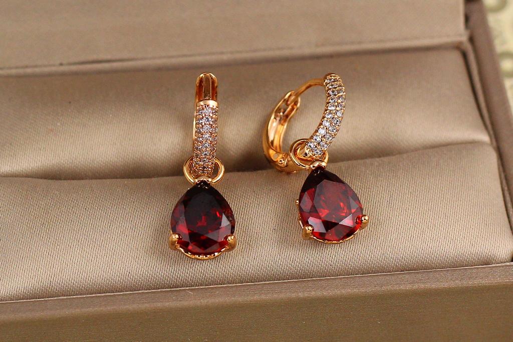 Серьги подвески Xuping Jewelry со съемной красной каплей 2,5 см Золотистый (34718050)