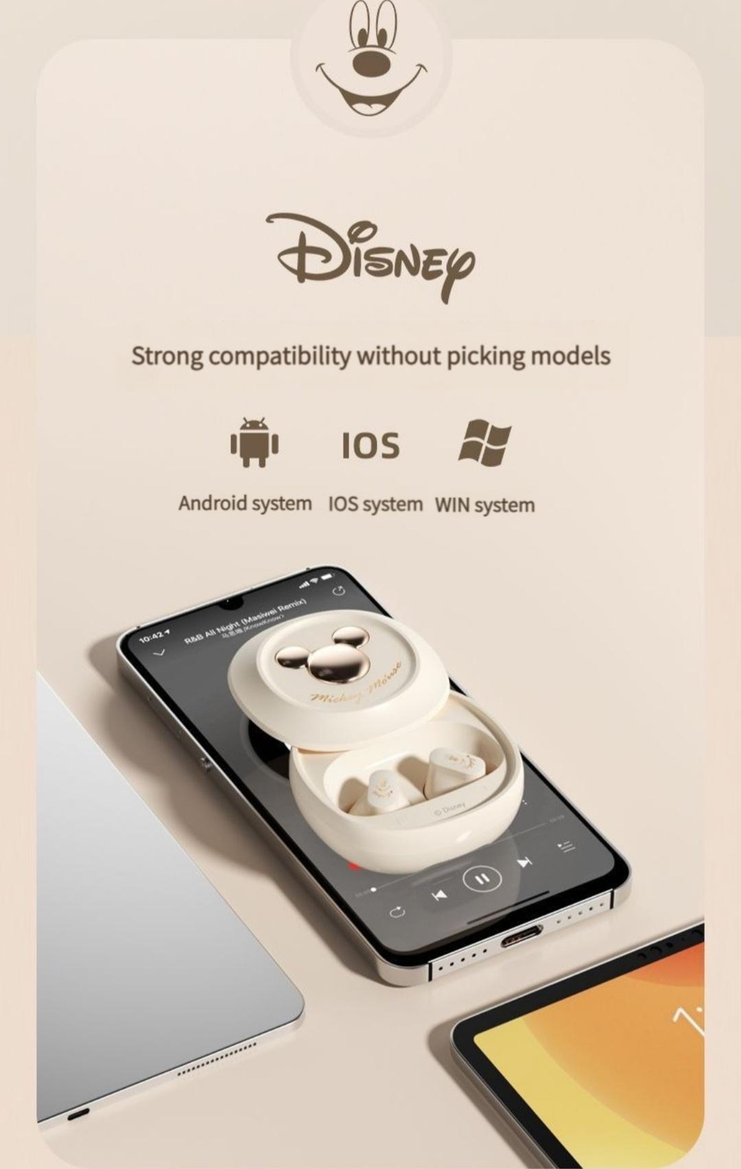 Наушники Disney D68 Bluetooth Smart Touch Beige - фото 2