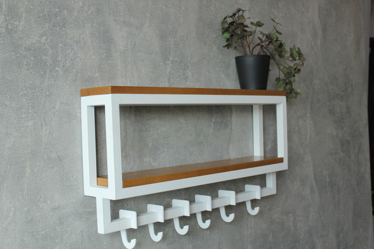 Вешалка для одежды MDA дерево и металл с крючками 6 шт. 60х10х28,5 см (ML-15.3.3)