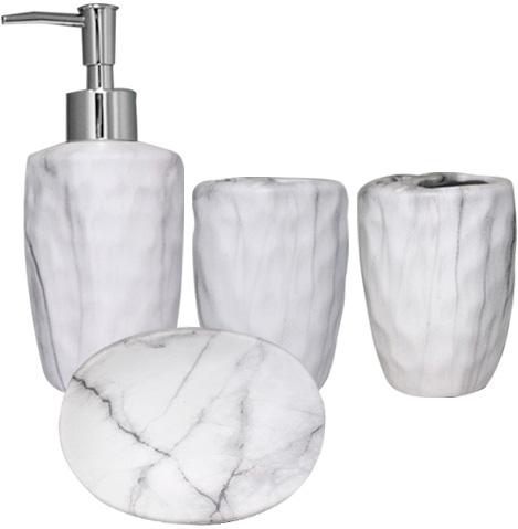 Набор аксессуаров Мрамор для ванной комнаты 4 пр. керамика (ST-888-06-022)