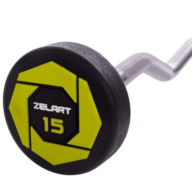 Штанга Zelart Urethane Barbell фіксована вигнута поліуретанова TA-2690-15 довжина 104 см 15 кг (DR002578) - фото 2