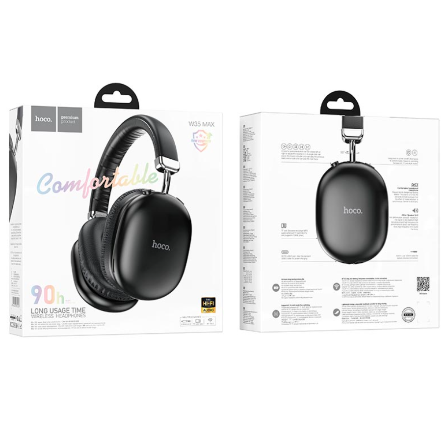 Наушники беспроводные Hoco W35 Max Joy BT headphones BT5.3/AUX/TF 90h с микрофоном Черный - фото 12