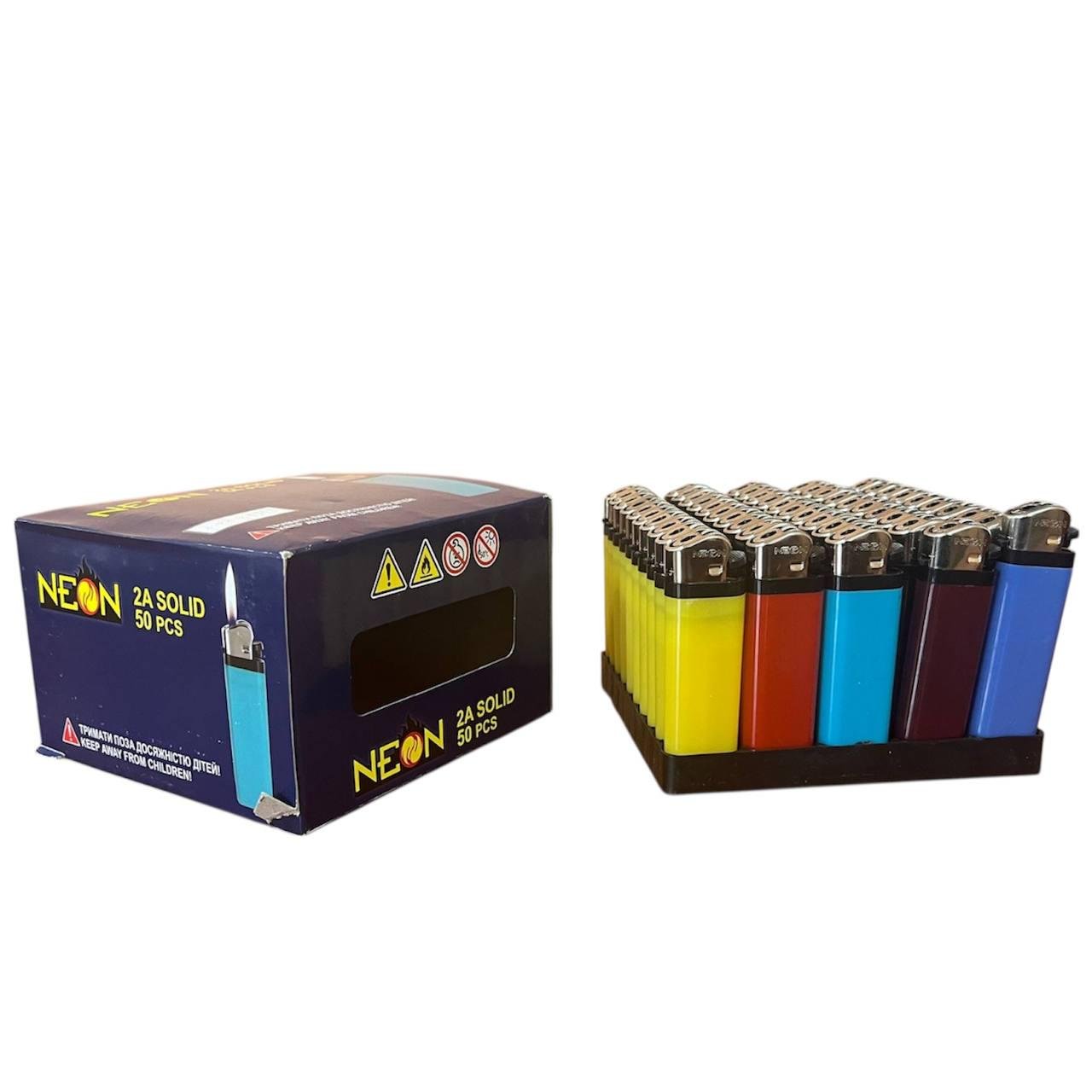 Зажигалка одноразовая NEON-2А кремниевая 50 шт. (00000006673)