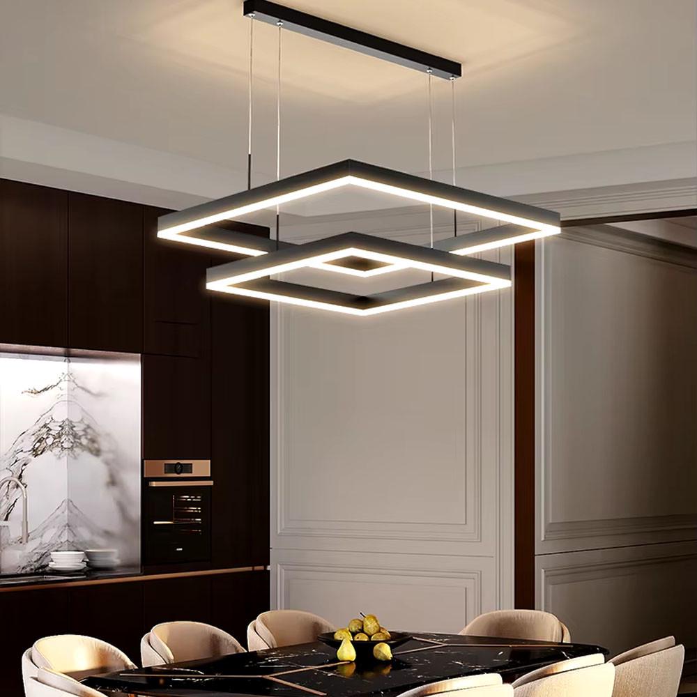 Люстра LED с двумя подвесными квадратами 40х60 см Черный (MJ 222-400+600 BK)