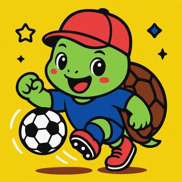 Картина за номерами Ideyka Черепашка грає у футбол 25x25 см (Id-KHO1284)