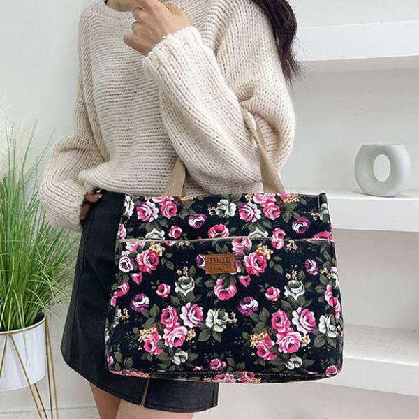 Женская сумка с цветочным принтом 31х25х13 см Черный (M00694-2) - фото 2 Женская сумка с цветочным принтом 31х25х13 см Черный (M00694-2) - фото 2