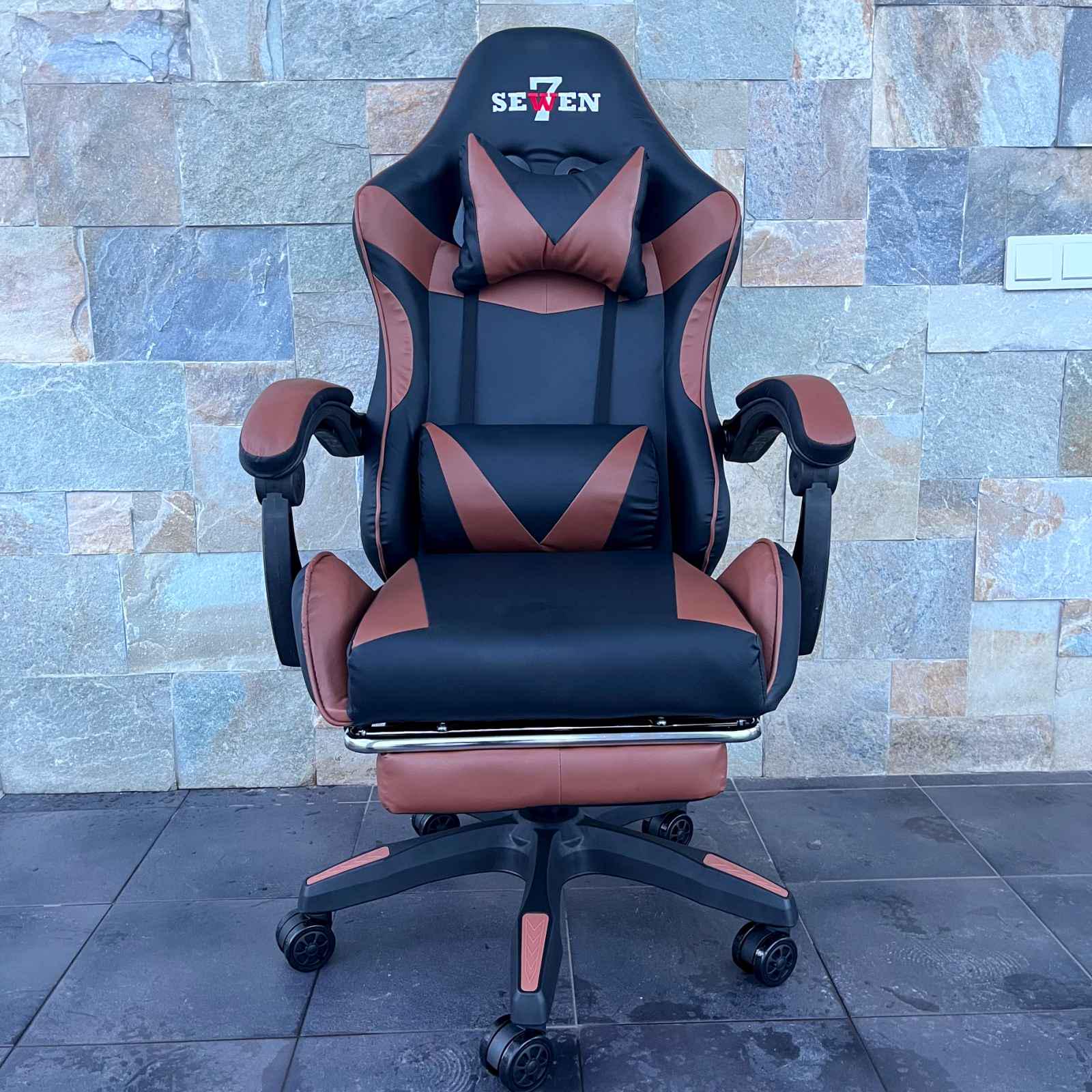 Кресло компьютерное геймерское SEWEN 730 Черный/Коричневый (9869736) - фото 6 Кресло компьютерное геймерское SEWEN 730 Черный/Коричневый (9869736) - фото 6