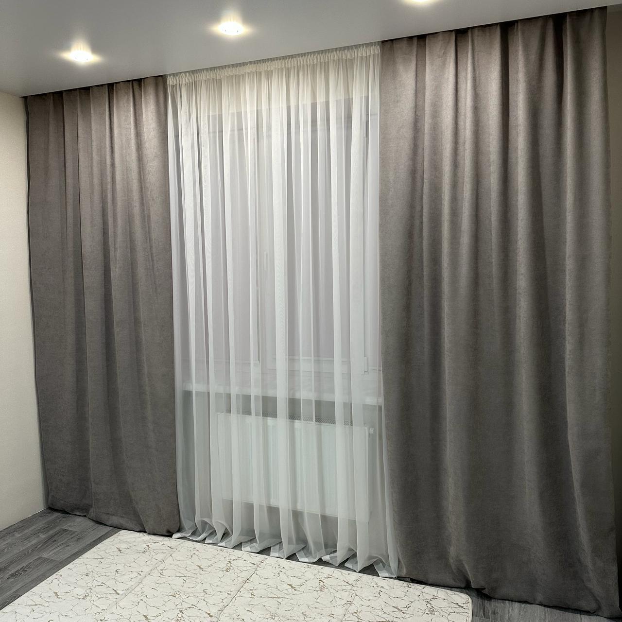 Комплект штор микровелюр 2 шт. 1,5х2,7 м готовые на шторной тесьме 6 см Серый (petek-V44) - фото 10 Комплект штор микровелюр 2 шт. 1,5х2,7 м готовые на шторной тесьме 6 см Серый (petek-V44) - фото 10