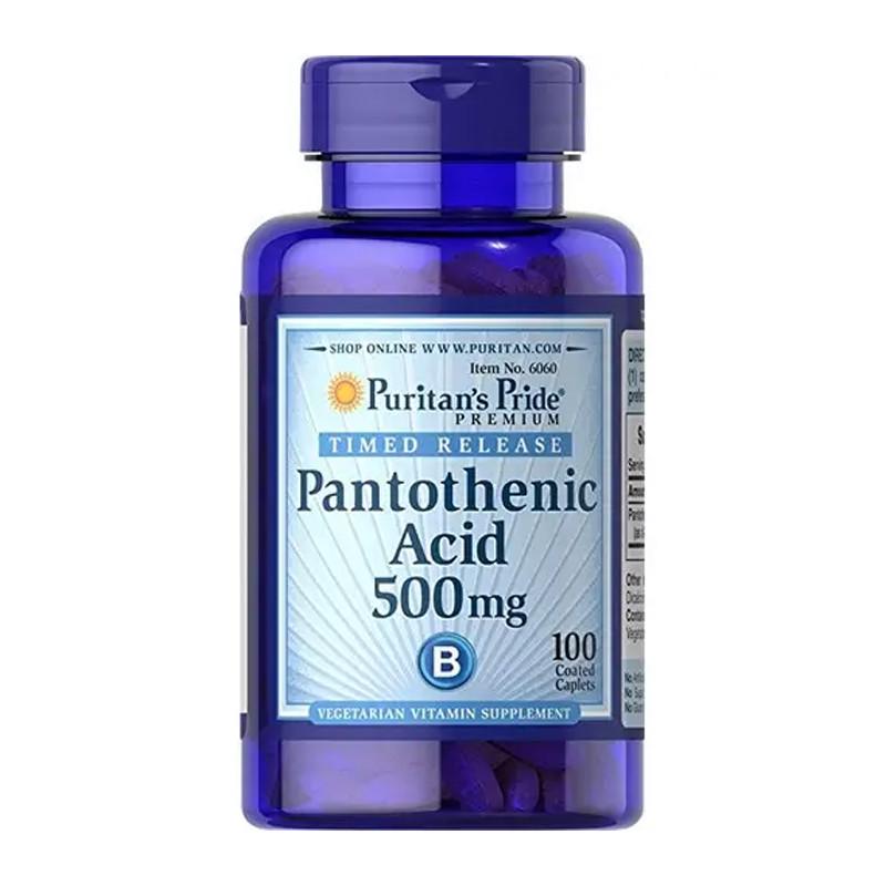 Вітамін B5 Пантотенова кислота Puritan's Pride Pantothenic Acid 500 мг 100 капс. (09258-01)