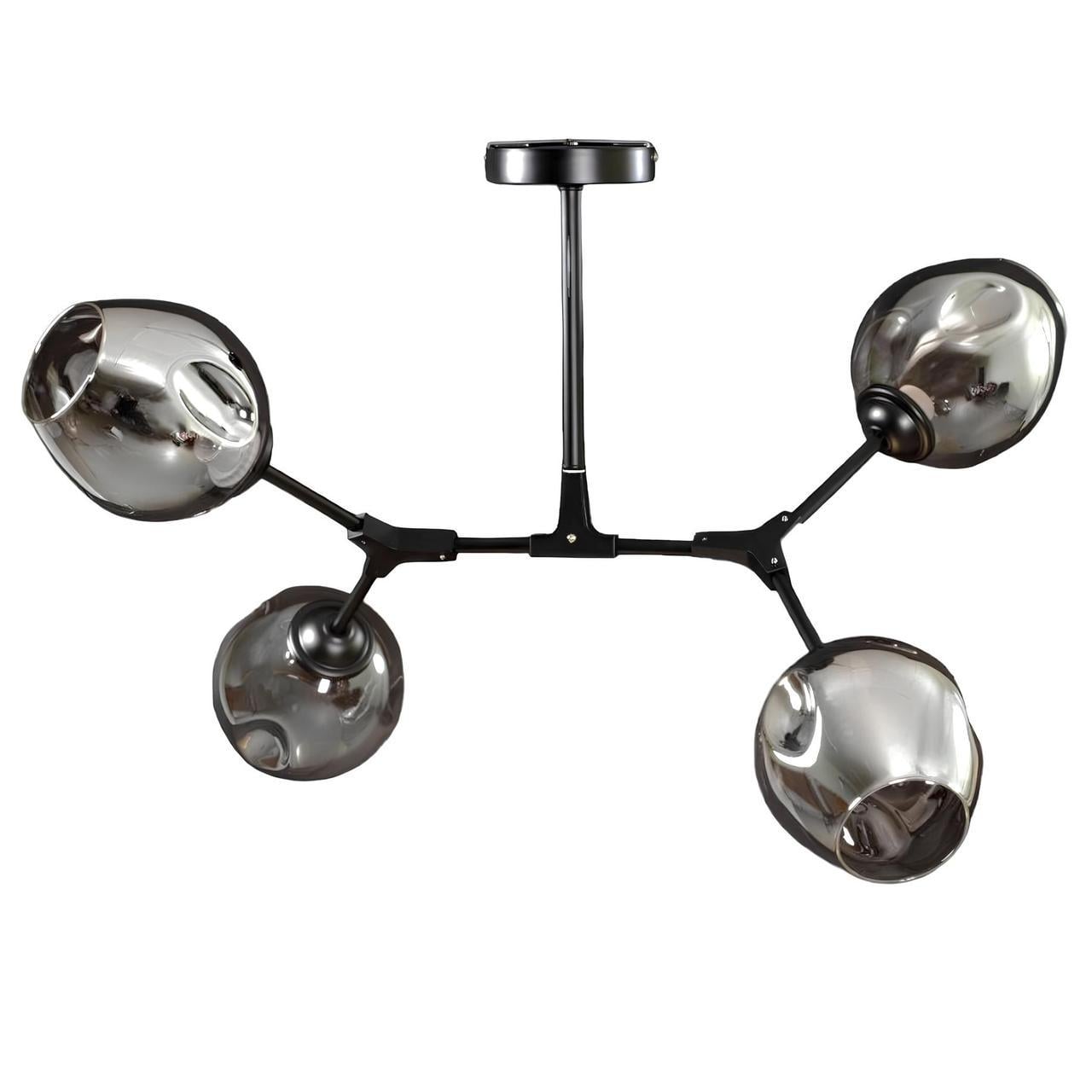 Люстра Svet с четырьмя плафонами из стекла под лампы Е27 Черный (DW-006-4 BK)