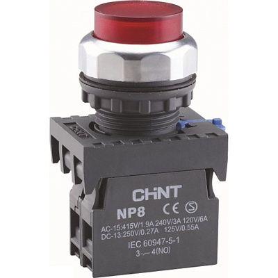 Кнопка керування CHINT NP8-01GND/4 1NC 22 мм LED 230V IP65 Червоний (667309)