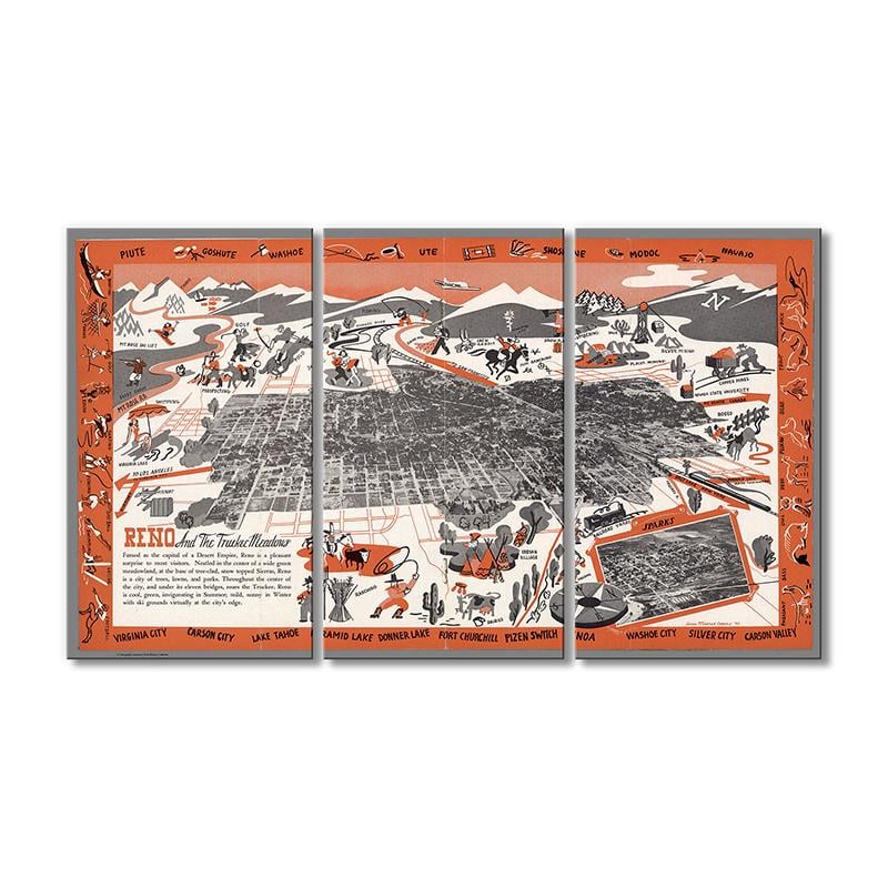 Винтажная карта Карта Пустынная Империя Рино 3 модуля 80x120 см