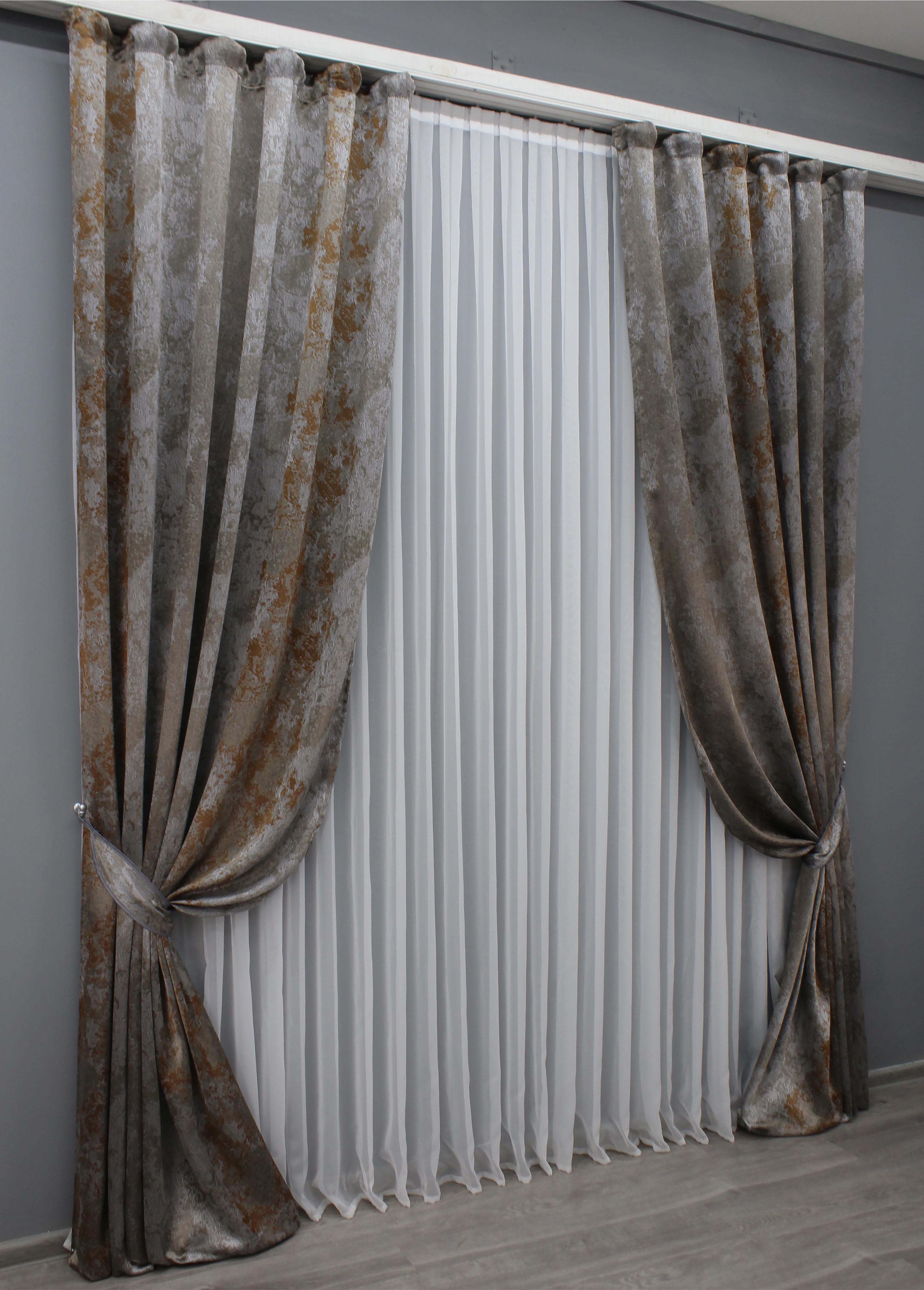 Комплект готовых штор VR-Textil Мрамор Al-7 № 1470ш 150х290 см 2 шт. Серый/Коричневый (33-0326) - фото 4 Комплект готовых штор VR-Textil Мрамор Al-7 № 1470ш 150х290 см 2 шт. Серый/Коричневый (33-0326) - фото 4