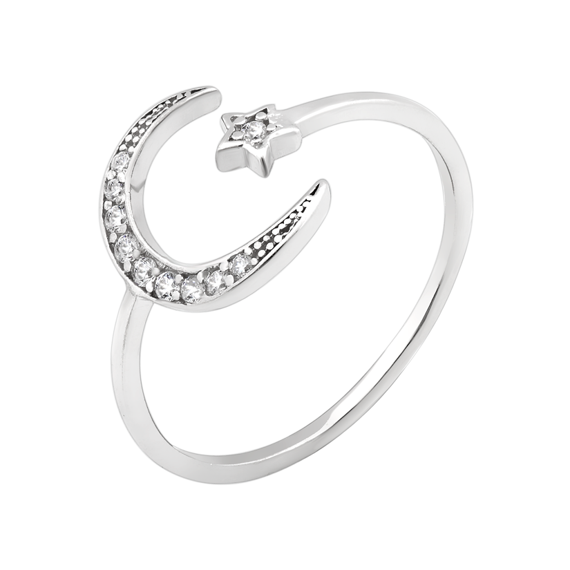 Кольцо серебряное Утренняя звезда с миниатюрными фианитами р. 18