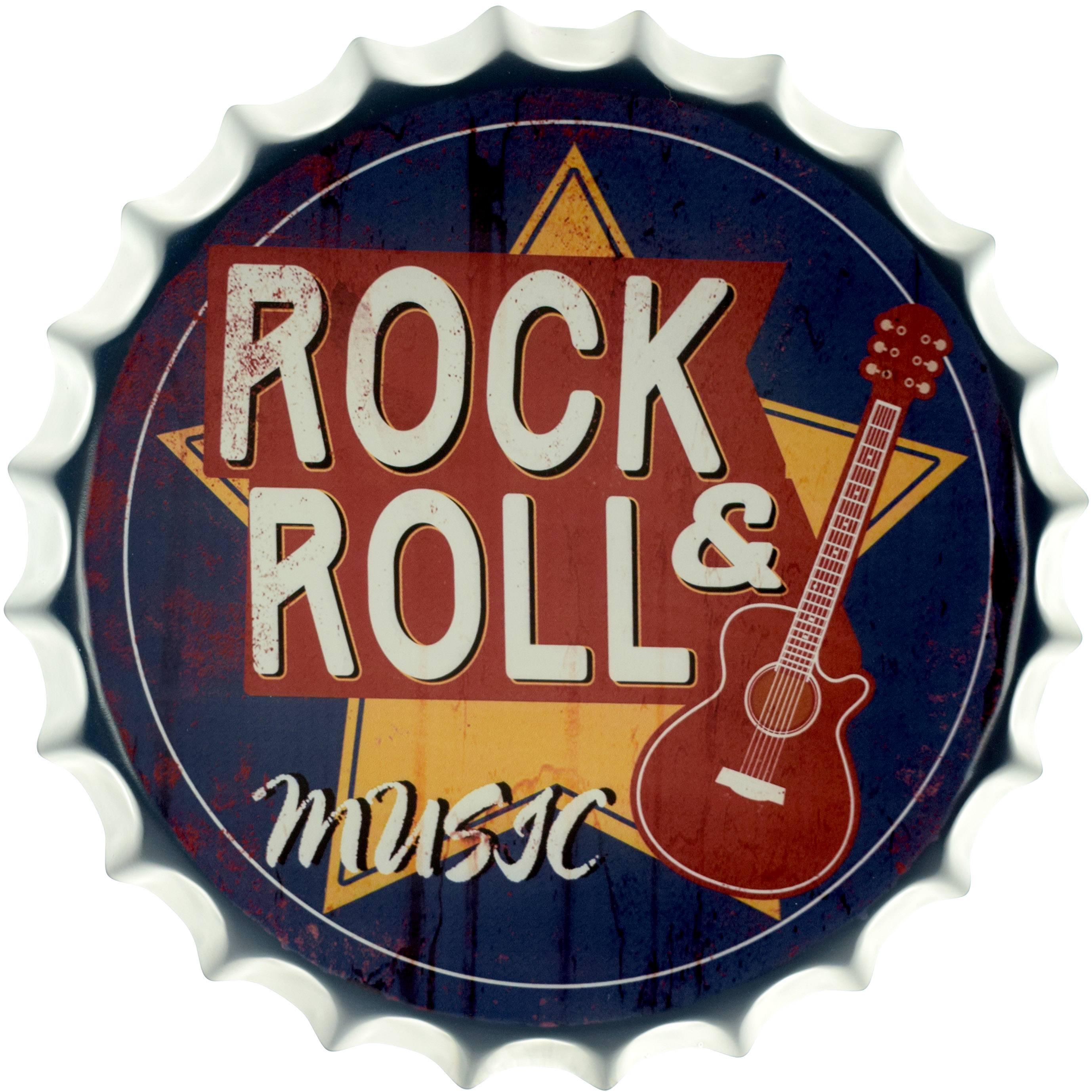 Табличка металлическая Rock And Roll Music крышка 35 см