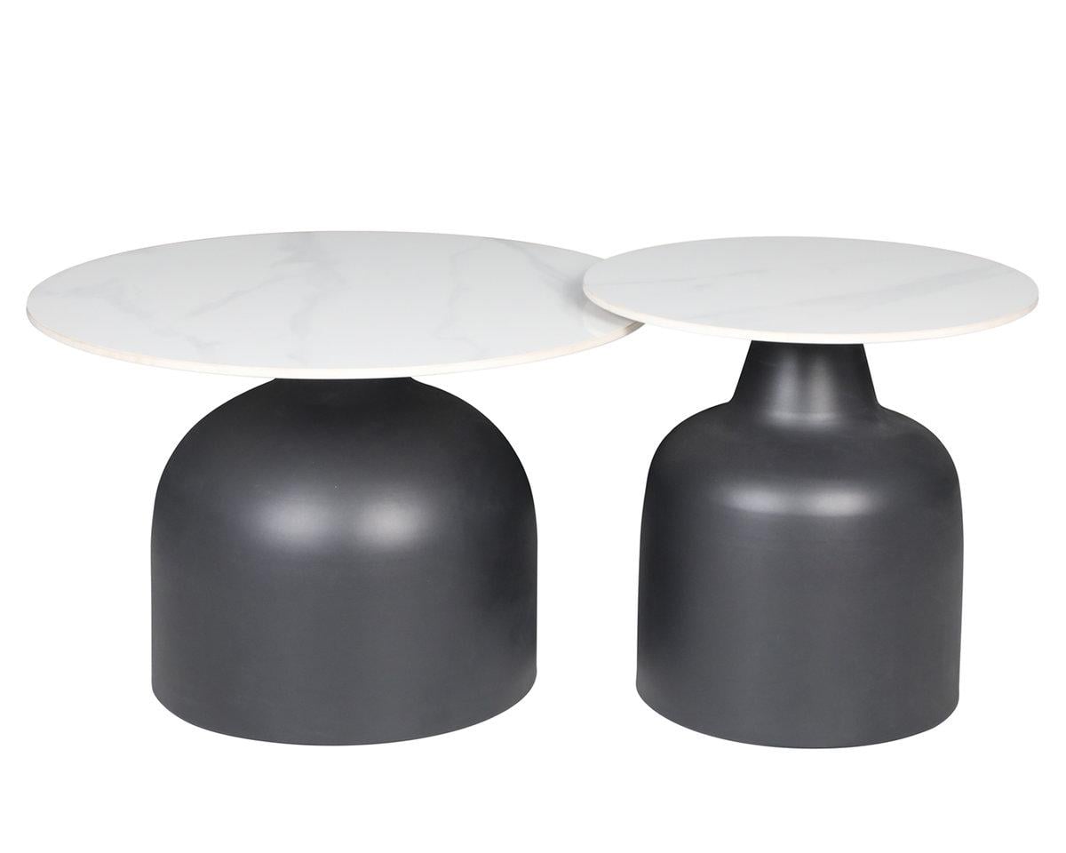 Комплект журнальних столиків MONTANA Intarsio 2 шт. Білий глянець/Чорний (MONTANA)