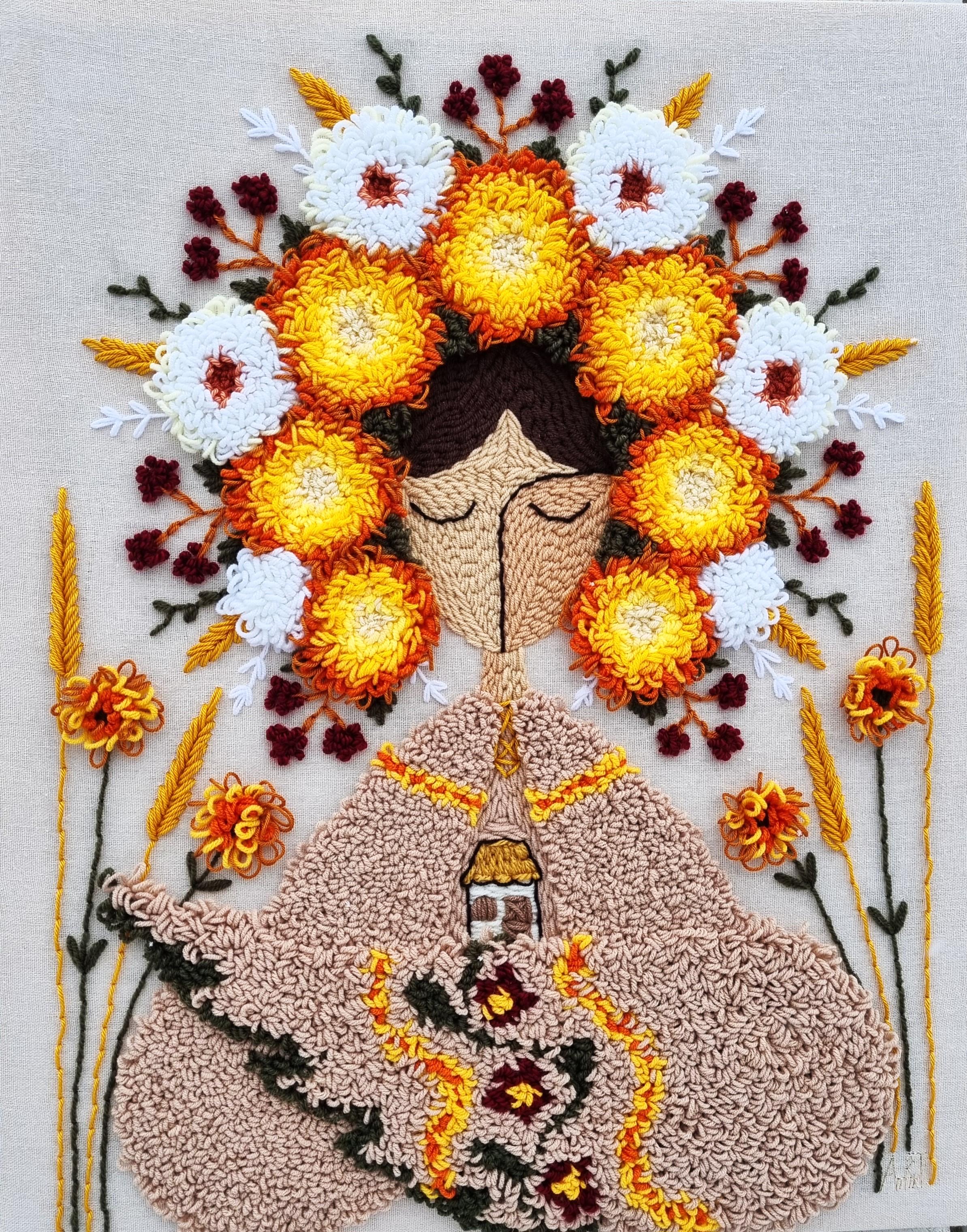 Картина ручной работы Берегиня ковровая вышивка 40х50 см Картина ручной работы Берегиня ковровая вышивка 40х50 см